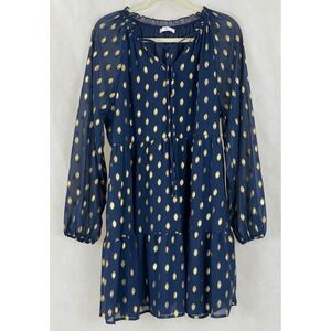 Kirundo Dress Womans L Long Sleeve V-Neck Ruffle Mini Dress Loose Spring Tunic